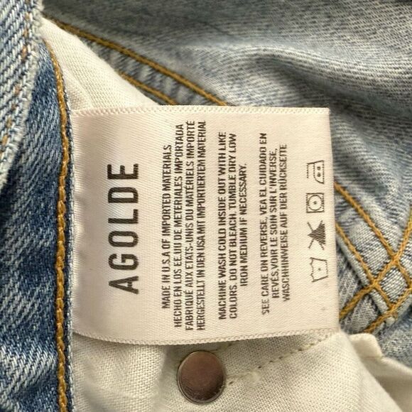 Agolde High Rise Straight Leg Diagonal Button Closure Light Wash Jeans - Women’s - Picture 7 of 8